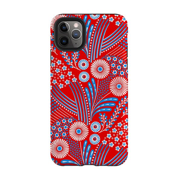 iPhone phone case-Red Bouquet By Cressida Bell-Product Details Raised bevel to protect screen from scratches. Impact resistant polycarbonate shell and shock absorbing inner TPU liner. Secure fit with design wrapping around side of the case and full access to ports. Compatible with Qi-standard wireless charging. Thickness 1/8 inch (3mm), weight 30g. Compatibility See drop down menu for options, please select the right case as we print to order.-Stringberry