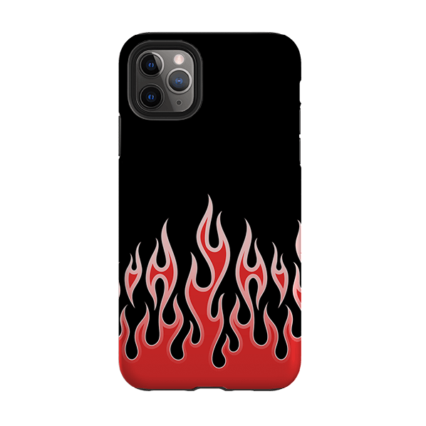 iPhone phone case-Red Flames-Product Details Raised bevel to protect screen from scratches. Impact resistant polycarbonate shell and shock absorbing inner TPU liner. Secure fit with design wrapping around side of the case and full access to ports. Compatible with Qi-standard wireless charging. Thickness 1/8 inch (3mm), weight 30g. Compatibility See drop down menu for options, please select the right case as we print to order.-Stringberry