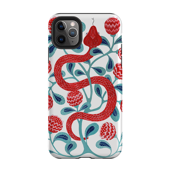 iPhone phone case-Redsnake By Bex Parkin-Product Details Raised bevel to protect screen from scratches. Impact resistant polycarbonate shell and shock absorbing inner TPU liner. Secure fit with design wrapping around side of the case and full access to ports. Compatible with Qi-standard wireless charging. Thickness 1/8 inch (3mm), weight 30g. Compatibility See drop down menu for options, please select the right case as we print to order.-Stringberry