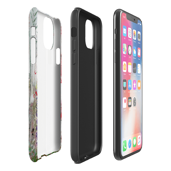 iPhone phone case-Robin And Berries By Tiffany Lynch-Product Details Raised bevel to protect screen from scratches. Impact resistant polycarbonate shell and shock absorbing inner TPU liner. Secure fit with design wrapping around side of the case and full access to ports. Compatible with Qi-standard wireless charging. Thickness 1/8 inch (3mm), weight 30g. Compatibility See drop down menu for options, please select the right case as we print to order.-Stringberry