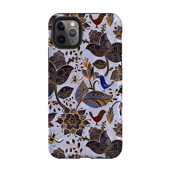 iPhone phone case-Royal Botanical-Product Details Raised bevel to protect screen from scratches. Impact resistant polycarbonate shell and shock absorbing inner TPU liner. Secure fit with design wrapping around side of the case and full access to ports. Compatible with Qi-standard wireless charging. Thickness 1/8 inch (3mm), weight 30g. Compatibility See drop down menu for options, please select the right case as we print to order.-Stringberry