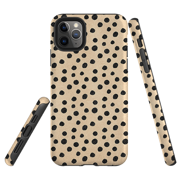 iPhone phone case-Sand Dots-Product Details Raised bevel to protect screen from scratches. Impact resistant polycarbonate shell and shock absorbing inner TPU liner. Secure fit with design wrapping around side of the case and full access to ports. Compatible with Qi-standard wireless charging. Thickness 1/8 inch (3mm), weight 30g. Compatibility See drop down menu for options, please select the right case as we print to order.-Stringberry