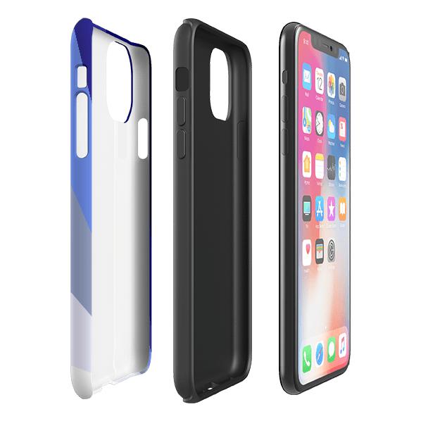 iPhone phone case-Sapphire Fan By Kitty Joseph-Product Details Raised bevel to protect screen from scratches. Impact resistant polycarbonate shell and shock absorbing inner TPU liner. Secure fit with design wrapping around side of the case and full access to ports. Compatible with Qi-standard wireless charging. Thickness 1/8 inch (3mm), weight 30g. Compatibility See drop down menu for options, please select the right case as we print to order.-Stringberry