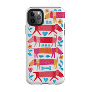 iPhone phone case-Sausage Dog By Tracey English-Product Details Raised bevel to protect screen from scratches. Impact resistant polycarbonate shell and shock absorbing inner TPU liner. Secure fit with design wrapping around side of the case and full access to ports. Compatible with Qi-standard wireless charging. Thickness 1/8 inch (3mm), weight 30g. Compatibility See drop down menu for options, please select the right case as we print to order.-Stringberry