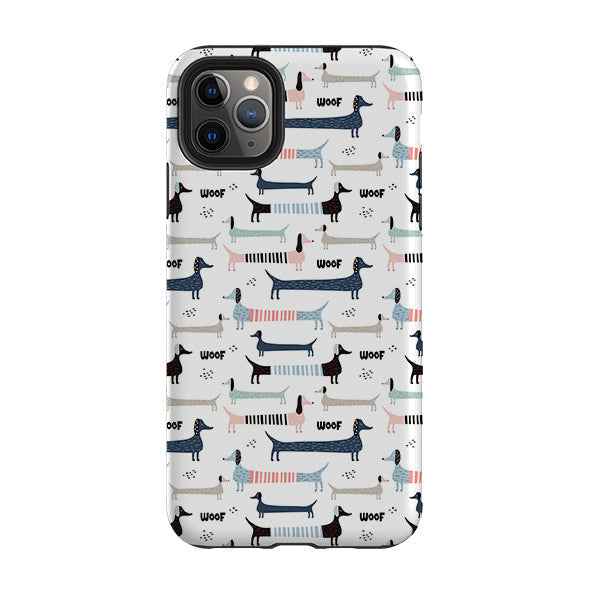 iPhone phone case-Sausage Dog-Product Details Raised bevel to protect screen from scratches. Impact resistant polycarbonate shell and shock absorbing inner TPU liner. Secure fit with design wrapping around side of the case and full access to ports. Compatible with Qi-standard wireless charging. Thickness 1/8 inch (3mm), weight 30g. Compatibility See drop down menu for options, please select the right case as we print to order.-Stringberry