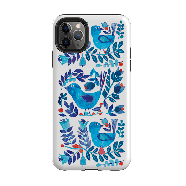 iPhone phone case-Scandi Birds By Tracey English-Product Details Raised bevel to protect screen from scratches. Impact resistant polycarbonate shell and shock absorbing inner TPU liner. Secure fit with design wrapping around side of the case and full access to ports. Compatible with Qi-standard wireless charging. Thickness 1/8 inch (3mm), weight 30g. Compatibility See drop down menu for options, please select the right case as we print to order.-Stringberry