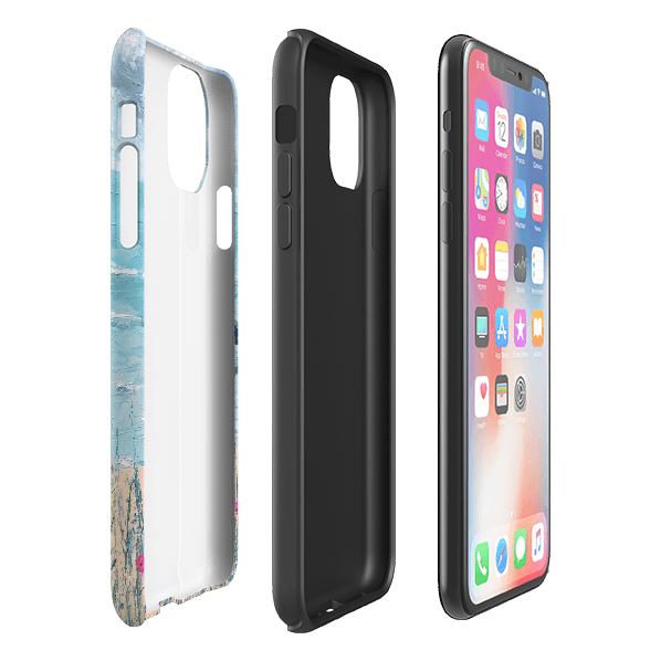 iPhone phone case-Seascape By Mary Stubberfield-Product Details Raised bevel to protect screen from scratches. Impact resistant polycarbonate shell and shock absorbing inner TPU liner. Secure fit with design wrapping around side of the case and full access to ports. Compatible with Qi-standard wireless charging. Thickness 1/8 inch (3mm), weight 30g. Compatibility See drop down menu for options, please select the right case as we print to order.-Stringberry