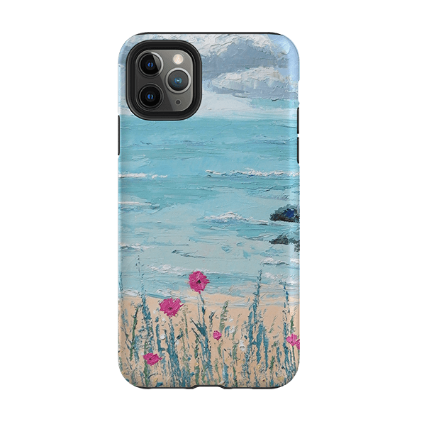 iPhone phone case-Seascape By Mary Stubberfield-Product Details Raised bevel to protect screen from scratches. Impact resistant polycarbonate shell and shock absorbing inner TPU liner. Secure fit with design wrapping around side of the case and full access to ports. Compatible with Qi-standard wireless charging. Thickness 1/8 inch (3mm), weight 30g. Compatibility See drop down menu for options, please select the right case as we print to order.-Stringberry