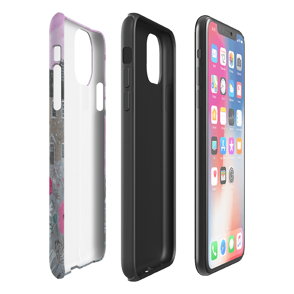 iPhone phone case-Seaside Flowers By Mary Stubberfield-Product Details Raised bevel to protect screen from scratches. Impact resistant polycarbonate shell and shock absorbing inner TPU liner. Secure fit with design wrapping around side of the case and full access to ports. Compatible with Qi-standard wireless charging. Thickness 1/8 inch (3mm), weight 30g. Compatibility See drop down menu for options, please select the right case as we print to order.-Stringberry