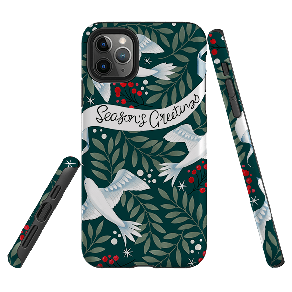 iPhone phone case-Seasons Greetings By Bex Parkin-Product Details Raised bevel to protect screen from scratches. Impact resistant polycarbonate shell and shock absorbing inner TPU liner. Secure fit with design wrapping around side of the case and full access to ports. Compatible with Qi-standard wireless charging. Thickness 1/8 inch (3mm), weight 30g. Compatibility See drop down menu for options, please select the right case as we print to order.-Stringberry