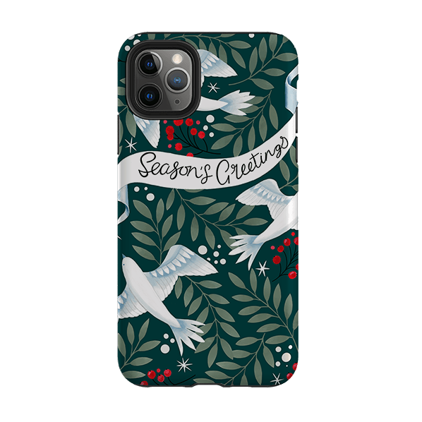 iPhone phone case-Seasons Greetings By Bex Parkin-Product Details Raised bevel to protect screen from scratches. Impact resistant polycarbonate shell and shock absorbing inner TPU liner. Secure fit with design wrapping around side of the case and full access to ports. Compatible with Qi-standard wireless charging. Thickness 1/8 inch (3mm), weight 30g. Compatibility See drop down menu for options, please select the right case as we print to order.-Stringberry