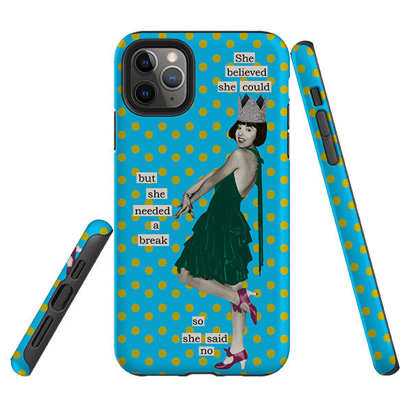 iPhone phone case-She Believed She Could By Clare Jordan-Product Details Raised bevel to protect screen from scratches. Impact resistant polycarbonate shell and shock absorbing inner TPU liner. Secure fit with design wrapping around side of the case and full access to ports. Compatible with Qi-standard wireless charging. Thickness 1/8 inch (3mm), weight 30g. Compatibility See drop down menu for options, please select the right case as we print to order.-Stringberry