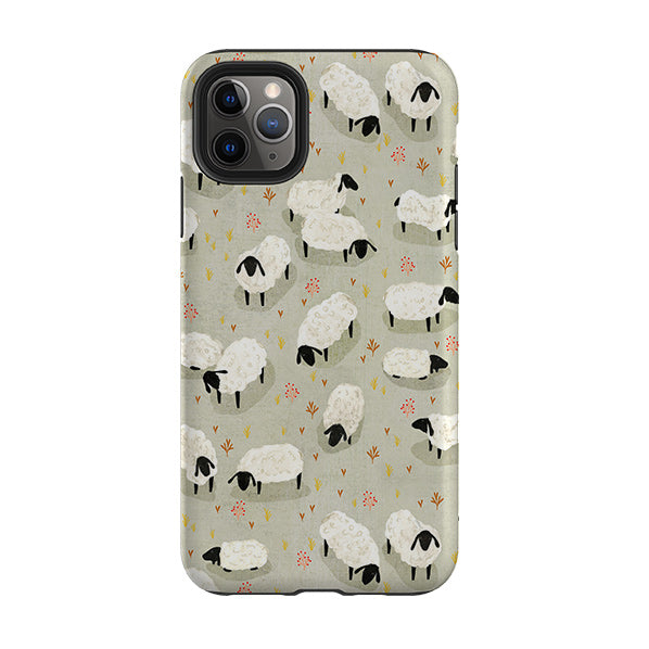 iPhone phone case-Sheep Grey By Katherine Quinn-Product Details Raised bevel to protect screen from scratches. Impact resistant polycarbonate shell and shock absorbing inner TPU liner. Secure fit with design wrapping around side of the case and full access to ports. Compatible with Qi-standard wireless charging. Thickness 1/8 inch (3mm), weight 30g. Compatibility See drop down menu for options, please select the right case as we print to order.-Stringberry