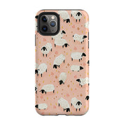 iPhone phone case-Sheep Pink By Katherine Quinn-Product Details Raised bevel to protect screen from scratches. Impact resistant polycarbonate shell and shock absorbing inner TPU liner. Secure fit with design wrapping around side of the case and full access to ports. Compatible with Qi-standard wireless charging. Thickness 1/8 inch (3mm), weight 30g. Compatibility See drop down menu for options, please select the right case as we print to order.-Stringberry