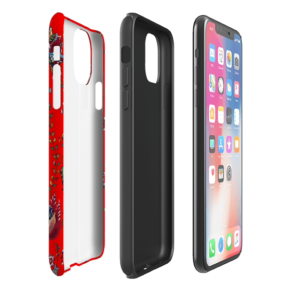 iPhone phone case-Skelton-Product Details Raised bevel to protect screen from scratches. Impact resistant polycarbonate shell and shock absorbing inner TPU liner. Secure fit with design wrapping around side of the case and full access to ports. Compatible with Qi-standard wireless charging. Thickness 1/8 inch (3mm), weight 30g. Compatibility See drop down menu for options, please select the right case as we print to order.-Stringberry