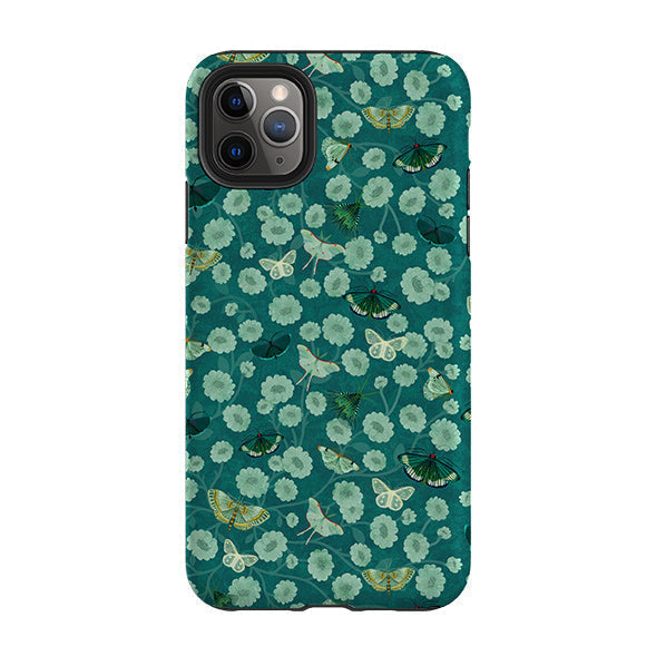 iPhone phone case-Small Moths 2 By Katherine Quinn-Product Details Raised bevel to protect screen from scratches. Impact resistant polycarbonate shell and shock absorbing inner TPU liner. Secure fit with design wrapping around side of the case and full access to ports. Compatible with Qi-standard wireless charging. Thickness 1/8 inch (3mm), weight 30g. Compatibility See drop down menu for options, please select the right case as we print to order.-Stringberry