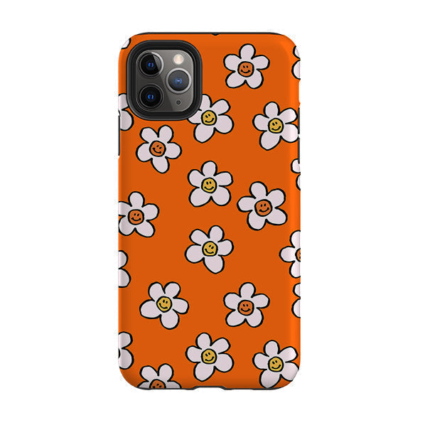 iPhone phone case-Smiley Orange-Product Details Raised bevel to protect screen from scratches. Impact resistant polycarbonate shell and shock absorbing inner TPU liner. Secure fit with design wrapping around side of the case and full access to ports. Compatible with Qi-standard wireless charging. Thickness 1/8 inch (3mm), weight 30g. Compatibility See drop down menu for options, please select the right case as we print to order.-Stringberry