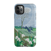 iPhone phone case-Snowdrops And Hare By Liane Payne-Product Details Raised bevel to protect screen from scratches. Impact resistant polycarbonate shell and shock absorbing inner TPU liner. Secure fit with design wrapping around side of the case and full access to ports. Compatible with Qi-standard wireless charging. Thickness 1/8 inch (3mm), weight 30g. Compatibility See drop down menu for options, please select the right case as we print to order.-Stringberry