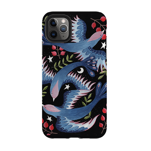 iPhone phone case-Soaring Birds By Catherine Rowe-Product Details Raised bevel to protect screen from scratches. Impact resistant polycarbonate shell and shock absorbing inner TPU liner. Secure fit with design wrapping around side of the case and full access to ports. Compatible with Qi-standard wireless charging. Thickness 1/8 inch (3mm), weight 30g. Compatibility See drop down menu for options, please select the right case as we print to order.-Stringberry