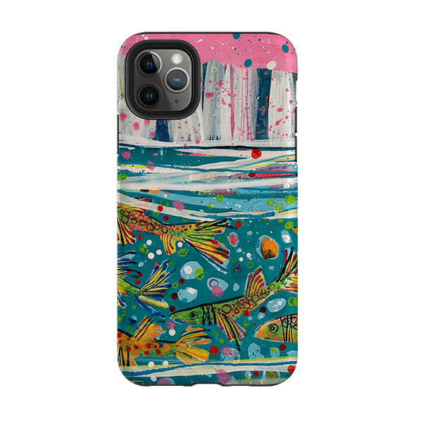 iPhone phone case-Something Fishy By Claire West-Product Details Raised bevel to protect screen from scratches. Impact resistant polycarbonate shell and shock absorbing inner TPU liner. Secure fit with design wrapping around side of the case and full access to ports. Compatible with Qi-standard wireless charging. Thickness 1/8 inch (3mm), weight 30g. Compatibility See drop down menu for options, please select the right case as we print to order.-Stringberry