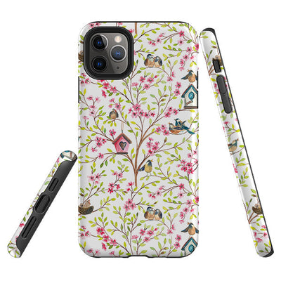 iPhone phone case-Spring Pattern By Elisabeth Haager-Product Details Raised bevel to protect screen from scratches. Impact resistant polycarbonate shell and shock absorbing inner TPU liner. Secure fit with design wrapping around side of the case and full access to ports. Compatible with Qi-standard wireless charging. Thickness 1/8 inch (3mm), weight 30g. Compatibility See drop down menu for options, please select the right case as we print to order.-Stringberry
