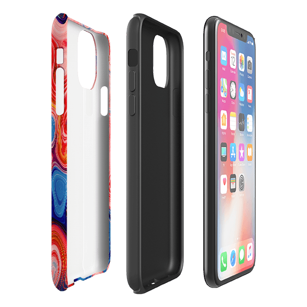 iPhone phone case-Strawberry-Product Details Raised bevel to protect screen from scratches. Impact resistant polycarbonate shell and shock absorbing inner TPU liner. Secure fit with design wrapping around side of the case and full access to ports. Compatible with Qi-standard wireless charging. Thickness 1/8 inch (3mm), weight 30g. Compatibility See drop down menu for options, please select the right case as we print to order.-Stringberry