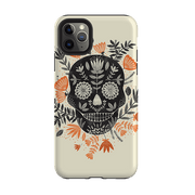 iPhone phone case-Sugarskull Cream By Jade Mosinski-Product Details Raised bevel to protect screen from scratches. Impact resistant polycarbonate shell and shock absorbing inner TPU liner. Secure fit with design wrapping around side of the case and full access to ports. Compatible with Qi-standard wireless charging. Thickness 1/8 inch (3mm), weight 30g. Compatibility See drop down menu for options, please select the right case as we print to order.-Stringberry
