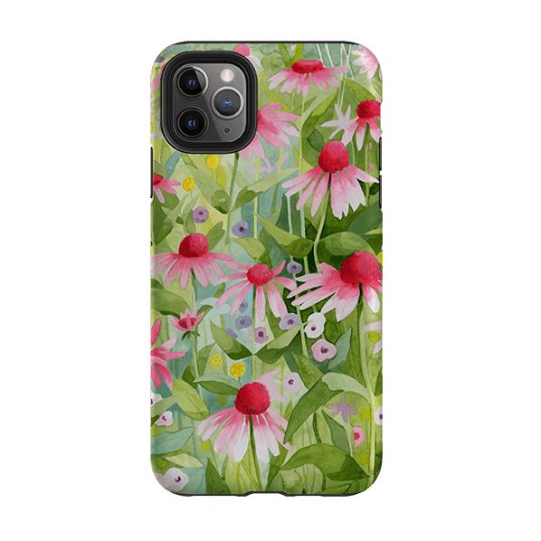 iPhone phone case-Summer Echinacea By Bex Parkin-Product Details Raised bevel to protect screen from scratches. Impact resistant polycarbonate shell and shock absorbing inner TPU liner. Secure fit with design wrapping around side of the case and full access to ports. Compatible with Qi-standard wireless charging. Thickness 1/8 inch (3mm), weight 30g. Compatibility See drop down menu for options, please select the right case as we print to order.-Stringberry