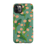 iPhone phone case-Summer Seeds Teal By Katherine Quinn-Product Details Raised bevel to protect screen from scratches. Impact resistant polycarbonate shell and shock absorbing inner TPU liner. Secure fit with design wrapping around side of the case and full access to ports. Compatible with Qi-standard wireless charging. Thickness 1/8 inch (3mm), weight 30g. Compatibility See drop down menu for options, please select the right case as we print to order.-Stringberry