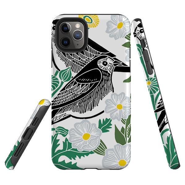 iPhone phone case-Summer Wagtail By Kate Heiss-Product Details Raised bevel to protect screen from scratches. Impact resistant polycarbonate shell and shock absorbing inner TPU liner. Secure fit with design wrapping around side of the case and full access to ports. Compatible with Qi-standard wireless charging. Thickness 1/8 inch (3mm), weight 30g. Compatibility See drop down menu for options, please select the right case as we print to order.-Stringberry