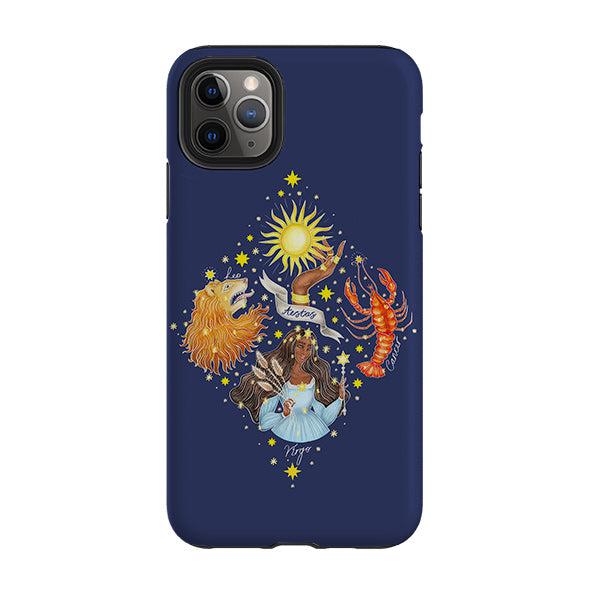 iPhone phone case-Summer Zodiac By Catherine Rowe-Product Details Raised bevel to protect screen from scratches. Impact resistant polycarbonate shell and shock absorbing inner TPU liner. Secure fit with design wrapping around side of the case and full access to ports. Compatible with Qi-standard wireless charging. Thickness 1/8 inch (3mm), weight 30g. Compatibility See drop down menu for options, please select the right case as we print to order.-Stringberry