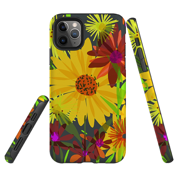 iPhone phone case-Sunflowers By Sarah Campbell-Product Details Raised bevel to protect screen from scratches. Impact resistant polycarbonate shell and shock absorbing inner TPU liner. Secure fit with design wrapping around side of the case and full access to ports. Compatible with Qi-standard wireless charging. Thickness 1/8 inch (3mm), weight 30g. Compatibility See drop down menu for options, please select the right case as we print to order.-Stringberry