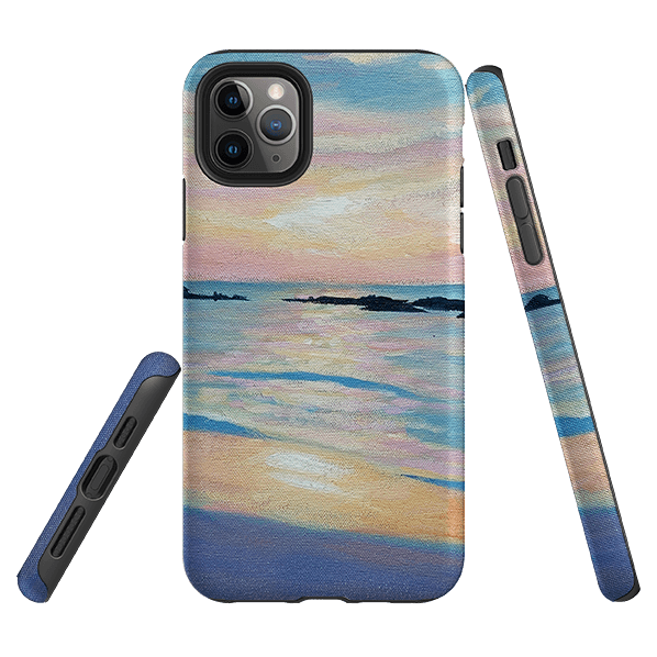 iPhone phone case-Sunset By Mary Stubberfield-Product Details Raised bevel to protect screen from scratches. Impact resistant polycarbonate shell and shock absorbing inner TPU liner. Secure fit with design wrapping around side of the case and full access to ports. Compatible with Qi-standard wireless charging. Thickness 1/8 inch (3mm), weight 30g. Compatibility See drop down menu for options, please select the right case as we print to order.-Stringberry