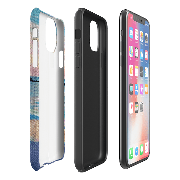 iPhone phone case-Sunset By Mary Stubberfield-Product Details Raised bevel to protect screen from scratches. Impact resistant polycarbonate shell and shock absorbing inner TPU liner. Secure fit with design wrapping around side of the case and full access to ports. Compatible with Qi-standard wireless charging. Thickness 1/8 inch (3mm), weight 30g. Compatibility See drop down menu for options, please select the right case as we print to order.-Stringberry