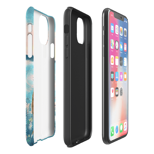 iPhone phone case-Sunset Cats 2 By Mary Stubberfield-Product Details Raised bevel to protect screen from scratches. Impact resistant polycarbonate shell and shock absorbing inner TPU liner. Secure fit with design wrapping around side of the case and full access to ports. Compatible with Qi-standard wireless charging. Thickness 1/8 inch (3mm), weight 30g. Compatibility See drop down menu for options, please select the right case as we print to order.-Stringberry