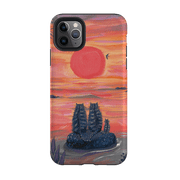 iPhone phone case-Sunset Cats By Mary Stubberfield-Product Details Raised bevel to protect screen from scratches. Impact resistant polycarbonate shell and shock absorbing inner TPU liner. Secure fit with design wrapping around side of the case and full access to ports. Compatible with Qi-standard wireless charging. Thickness 1/8 inch (3mm), weight 30g. Compatibility See drop down menu for options, please select the right case as we print to order.-Stringberry