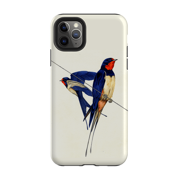 iPhone phone case-Swallows By Philip Hood-Product Details Raised bevel to protect screen from scratches. Impact resistant polycarbonate shell and shock absorbing inner TPU liner. Secure fit with design wrapping around side of the case and full access to ports. Compatible with Qi-standard wireless charging. Thickness 1/8 inch (3mm), weight 30g. Compatibility See drop down menu for options, please select the right case as we print to order.-Stringberry