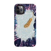 iPhone phone case-Swimming Tiger By Bex Parkin-Product Details Raised bevel to protect screen from scratches. Impact resistant polycarbonate shell and shock absorbing inner TPU liner. Secure fit with design wrapping around side of the case and full access to ports. Compatible with Qi-standard wireless charging. Thickness 1/8 inch (3mm), weight 30g. Compatibility See drop down menu for options, please select the right case as we print to order.-Stringberry