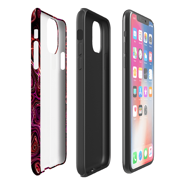 iPhone phone case-Swizzle-Product Details Raised bevel to protect screen from scratches. Impact resistant polycarbonate shell and shock absorbing inner TPU liner. Secure fit with design wrapping around side of the case and full access to ports. Compatible with Qi-standard wireless charging. Thickness 1/8 inch (3mm), weight 30g. Compatibility See drop down menu for options, please select the right case as we print to order.-Stringberry