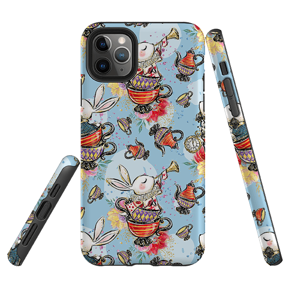 iPhone phone case-Tea Party-Product Details Raised bevel to protect screen from scratches. Impact resistant polycarbonate shell and shock absorbing inner TPU liner. Secure fit with design wrapping around side of the case and full access to ports. Compatible with Qi-standard wireless charging. Thickness 1/8 inch (3mm), weight 30g. Compatibility See drop down menu for options, please select the right case as we print to order.-Stringberry