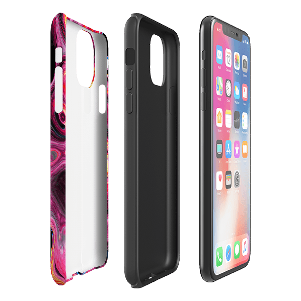 iPhone phone case-Tiger Tail-Product Details Raised bevel to protect screen from scratches. Impact resistant polycarbonate shell and shock absorbing inner TPU liner. Secure fit with design wrapping around side of the case and full access to ports. Compatible with Qi-standard wireless charging. Thickness 1/8 inch (3mm), weight 30g. Compatibility See drop down menu for options, please select the right case as we print to order.-Stringberry