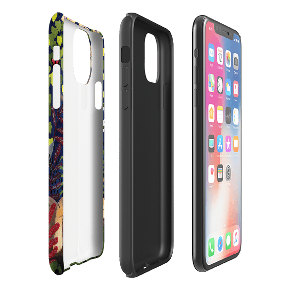 iPhone phone case-Tigers By Bex Parkin-Product Details Raised bevel to protect screen from scratches. Impact resistant polycarbonate shell and shock absorbing inner TPU liner. Secure fit with design wrapping around side of the case and full access to ports. Compatible with Qi-standard wireless charging. Thickness 1/8 inch (3mm), weight 30g. Compatibility See drop down menu for options, please select the right case as we print to order.-Stringberry