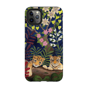 iPhone phone case-Tigers By Bex Parkin-Product Details Raised bevel to protect screen from scratches. Impact resistant polycarbonate shell and shock absorbing inner TPU liner. Secure fit with design wrapping around side of the case and full access to ports. Compatible with Qi-standard wireless charging. Thickness 1/8 inch (3mm), weight 30g. Compatibility See drop down menu for options, please select the right case as we print to order.-Stringberry