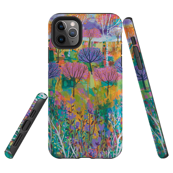 iPhone phone case-Trees By Claire West-Product Details Raised bevel to protect screen from scratches. Impact resistant polycarbonate shell and shock absorbing inner TPU liner. Secure fit with design wrapping around side of the case and full access to ports. Compatible with Qi-standard wireless charging. Thickness 1/8 inch (3mm), weight 30g. Compatibility See drop down menu for options, please select the right case as we print to order.-Stringberry