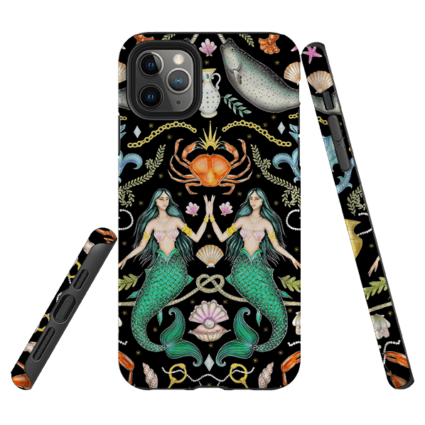 iPhone phone case-Tritons Treasure By Catherine Rowe-Product Details Raised bevel to protect screen from scratches. Impact resistant polycarbonate shell and shock absorbing inner TPU liner. Secure fit with design wrapping around side of the case and full access to ports. Compatible with Qi-standard wireless charging. Thickness 1/8 inch (3mm), weight 30g. Compatibility See drop down menu for options, please select the right case as we print to order.-Stringberry