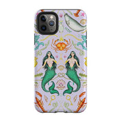 iPhone phone case-Tritons Treasure Lilac By Catherine Rowe-Product Details Raised bevel to protect screen from scratches. Impact resistant polycarbonate shell and shock absorbing inner TPU liner. Secure fit with design wrapping around side of the case and full access to ports. Compatible with Qi-standard wireless charging. Thickness 1/8 inch (3mm), weight 30g. Compatibility See drop down menu for options, please select the right case as we print to order.-Stringberry