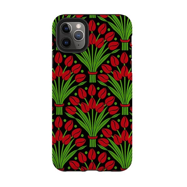 iPhone phone case-Tulips By Cressida Bell-Product Details Raised bevel to protect screen from scratches. Impact resistant polycarbonate shell and shock absorbing inner TPU liner. Secure fit with design wrapping around side of the case and full access to ports. Compatible with Qi-standard wireless charging. Thickness 1/8 inch (3mm), weight 30g. Compatibility See drop down menu for options, please select the right case as we print to order.-Stringberry