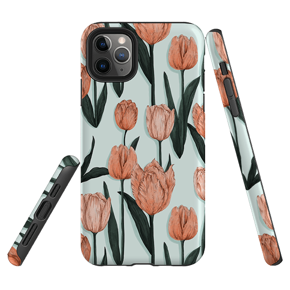 iPhone phone case-Tulips By Jade Mosinski-Product Details Raised bevel to protect screen from scratches. Impact resistant polycarbonate shell and shock absorbing inner TPU liner. Secure fit with design wrapping around side of the case and full access to ports. Compatible with Qi-standard wireless charging. Thickness 1/8 inch (3mm), weight 30g. Compatibility See drop down menu for options, please select the right case as we print to order.-Stringberry