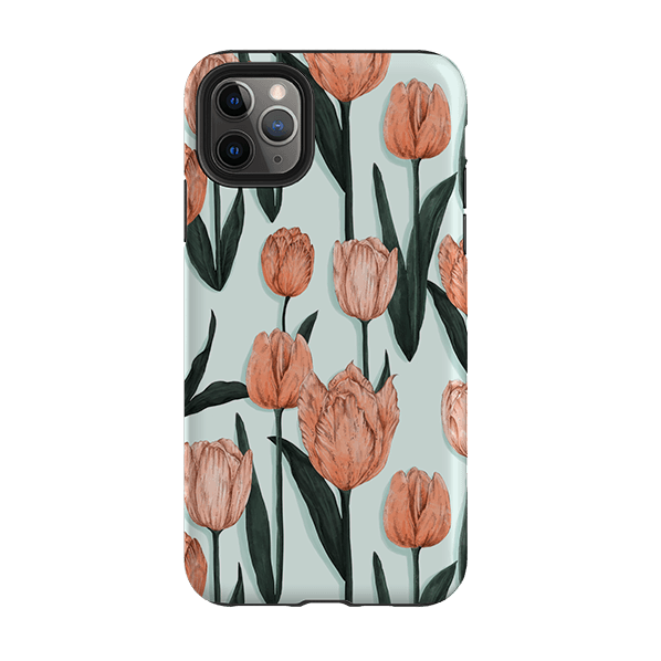 iPhone phone case-Tulips By Jade Mosinski-Product Details Raised bevel to protect screen from scratches. Impact resistant polycarbonate shell and shock absorbing inner TPU liner. Secure fit with design wrapping around side of the case and full access to ports. Compatible with Qi-standard wireless charging. Thickness 1/8 inch (3mm), weight 30g. Compatibility See drop down menu for options, please select the right case as we print to order.-Stringberry