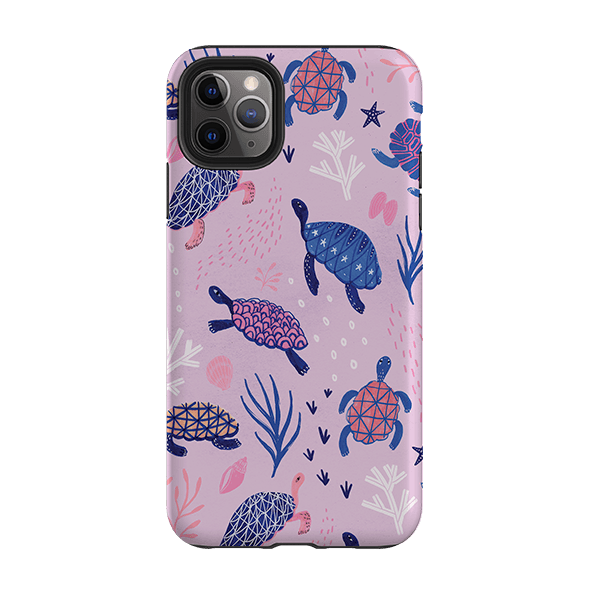 iPhone phone case-Turtles By Lee Foster Wilson-Product Details Raised bevel to protect screen from scratches. Impact resistant polycarbonate shell and shock absorbing inner TPU liner. Secure fit with design wrapping around side of the case and full access to ports. Compatible with Qi-standard wireless charging. Thickness 1/8 inch (3mm), weight 30g. Compatibility See drop down menu for options, please select the right case as we print to order.-Stringberry